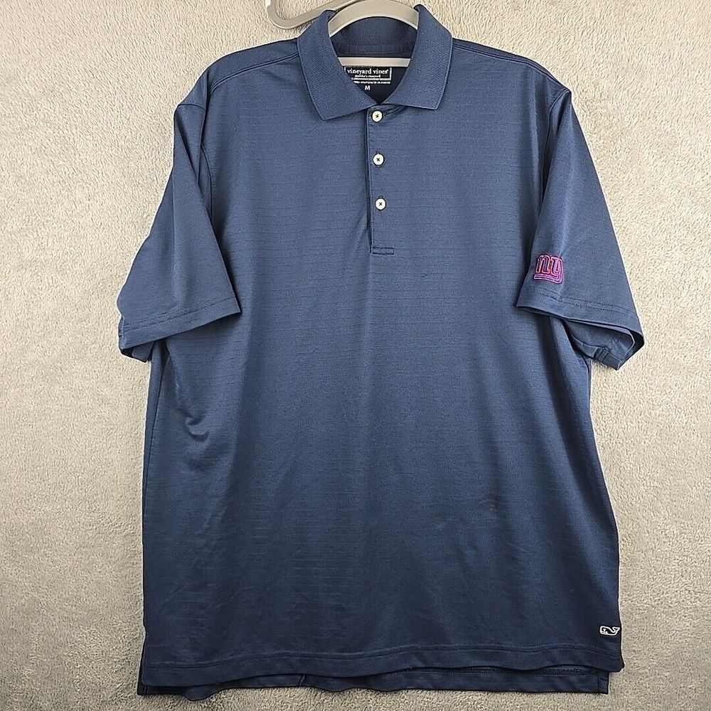 New York Giants‎ Vineyard Vines Performance Golf Polo Mens Medium Blue Stretch